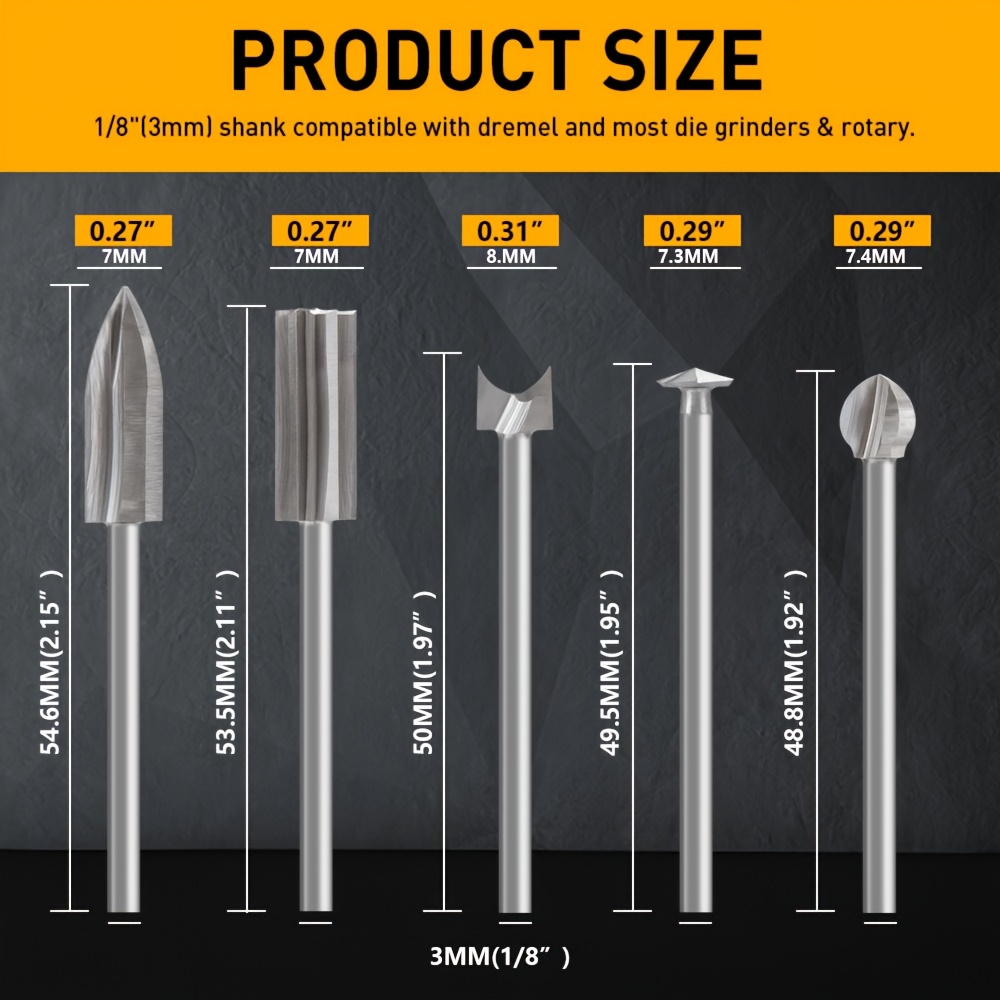 11 個 HSS 彫刻ドリルビットセット 1/8 シャンク  - Wood Chisel Set のレビューと価格